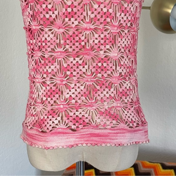 Vintage Hippie Mod Crochet High Neck Top - Picture 8 of 9